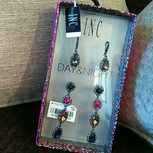 I.N.C.   hematite and multi color rhinestones